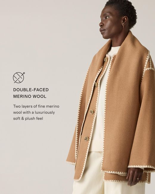 Quince Natural Double-Faced Merino Wool Scarf Coat