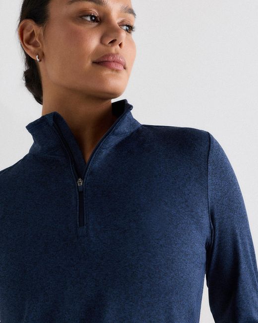 Quince Blue Flowknit Quarter-Zip Pullover, Recycled Polyester