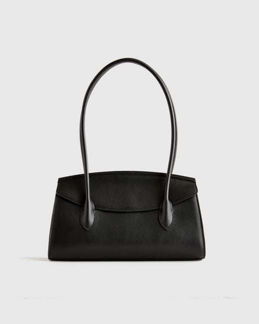 Quince Black Italian Leather Double Strap Shoulder Bag