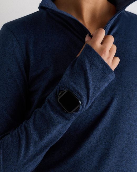 Quince Blue Flowknit Quarter-Zip Pullover, Recycled Polyester