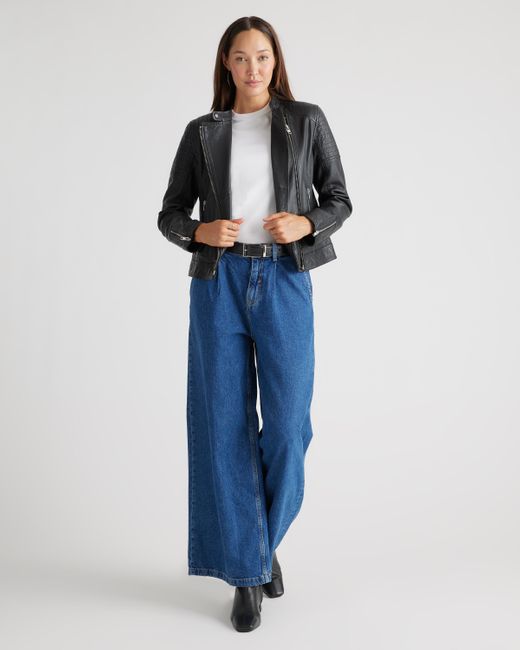 Quince Black Café Racer Jacket, Leather