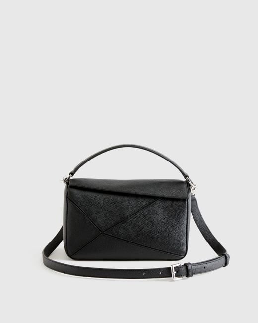 Quince Women's Black Italian Leather Patchwork Crossbody