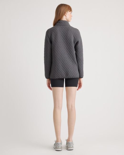 Quince Gray Reversible Quilted Pullover, Organic Cotton