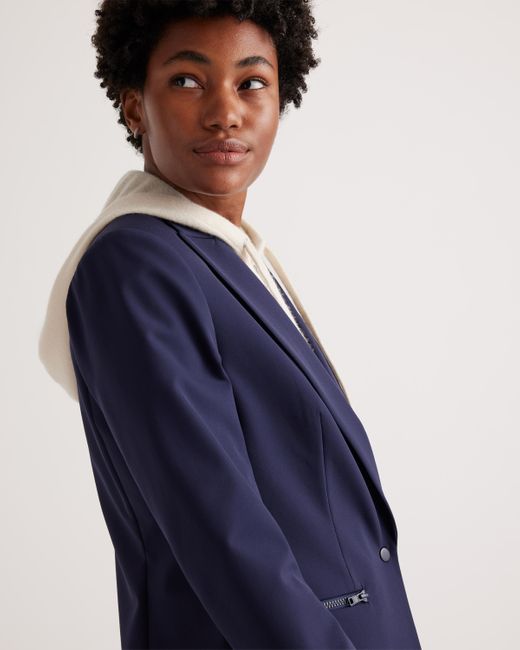 Quince Blue 100% Mongolian Cashmere Hoodie Blazer Insert
