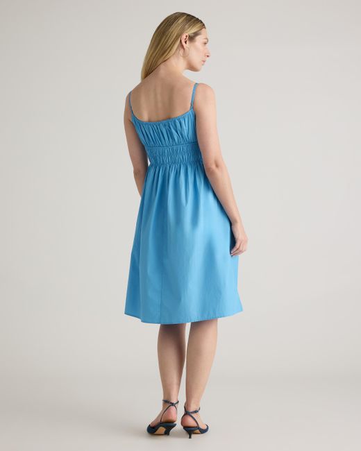 Quince Blue Keyhole Midi Dress, Organic Cotton