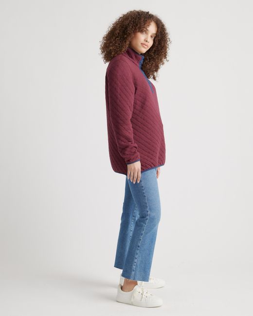 Quince Red Reversible Quilted Pullover, Organic Cotton