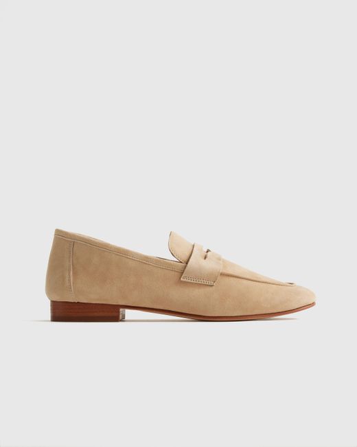 Quince White Italian Suede Penny Loafer, Suede Leather