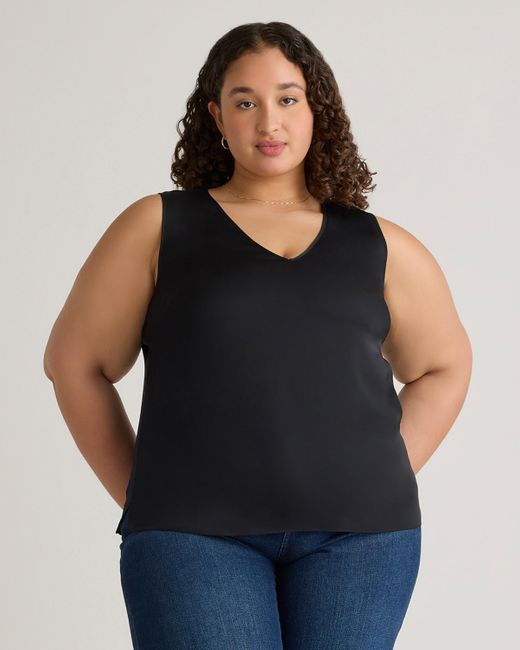 Quince Black Washable Stretch Silk Tank Top
