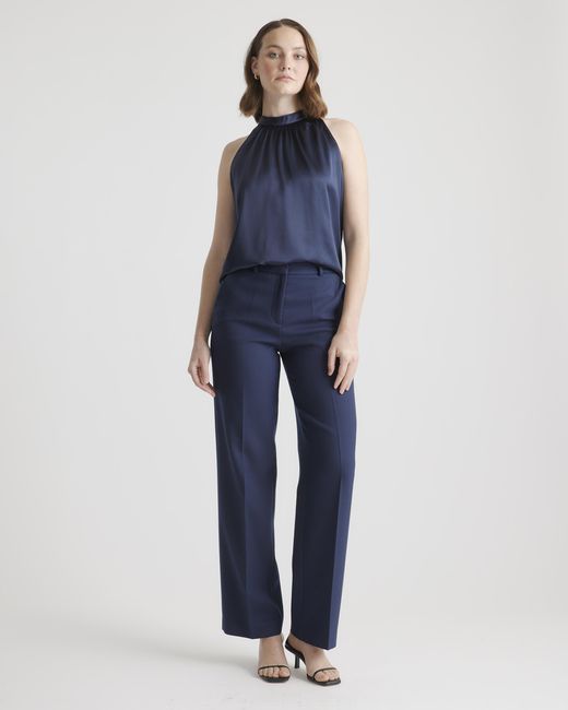 Quince Blue Halter Top, Silk