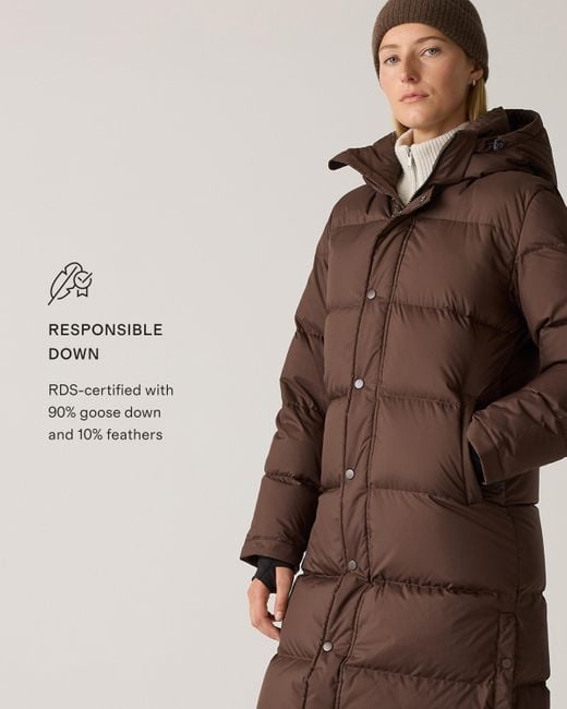 Quince Brown Responsible Down Long Puffer Jacket, Recycled Polyester