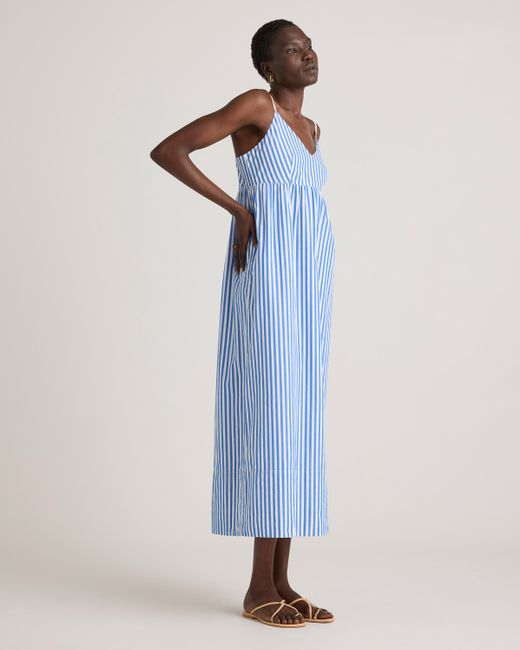 Quince Blue Sleeveless Maxi Dress, Organic Cotton