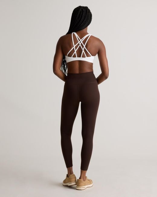 Quince Brown Power-Up High-Rise Training Legging, Nylon/Spandex
