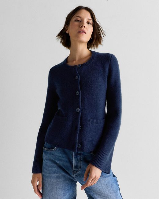 Quince Blue Mongolian Cashmere Structured Cardigan