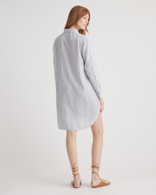Quince Gray 100% European Linen Shirt Dress, Organic Linen