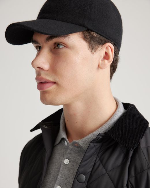 Quince Black Cashmere Baseball Cap