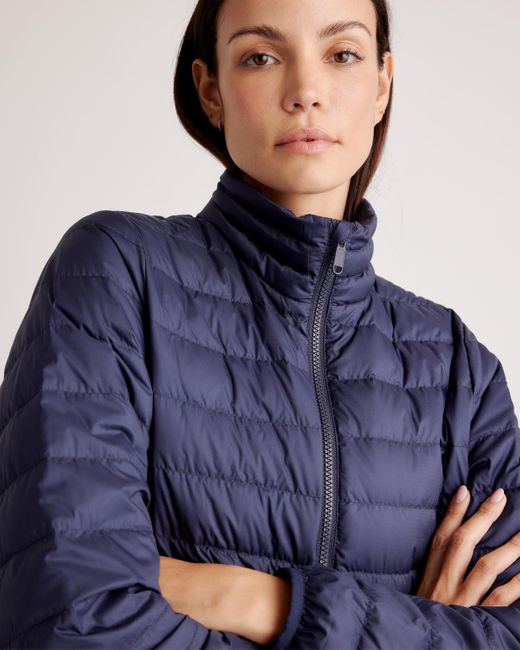Quince Blue Lightweight Down Packable Puffer Jacket, Recycled Polyester