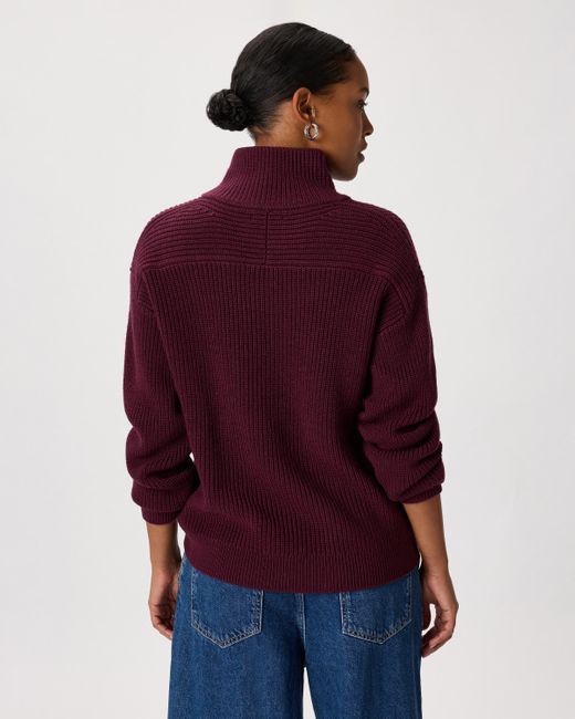 Quince Red Australian Merino Wool Half Zip Sweater
