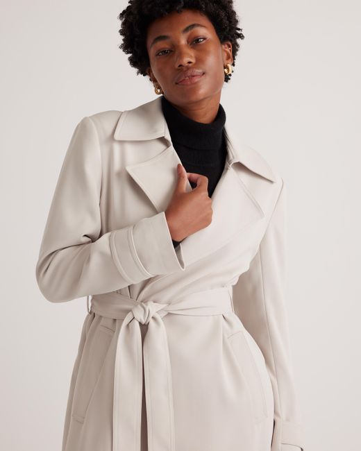 Quince Natural Stretch Crepe Trench Coat, Recycled Polyester