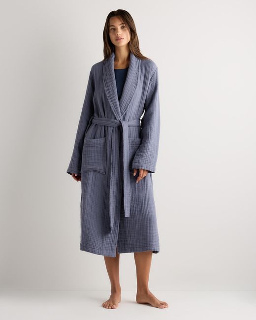 Quince Soft Layered Turkish Cotton Robe in Blue | Lyst