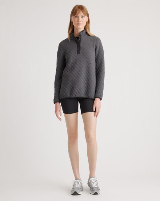 Quince Gray Reversible Quilted Pullover, Organic Cotton