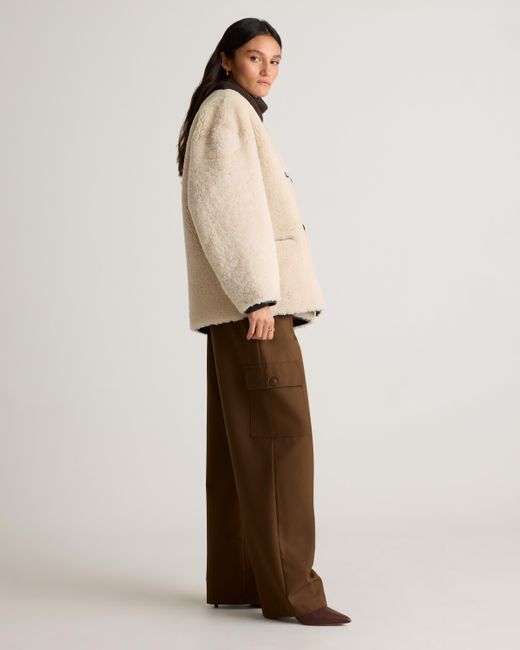 Quince Natural 100% Shearling Duffle Jacket, Leather