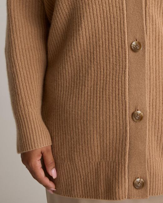 Quince Brown Mongolian Cashmere Oversized Boyfriend Cardigan Sweater
