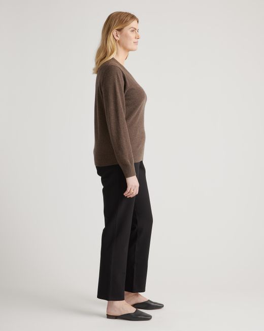 Quince Brown Mongolian Cashmere V-Neck Sweater