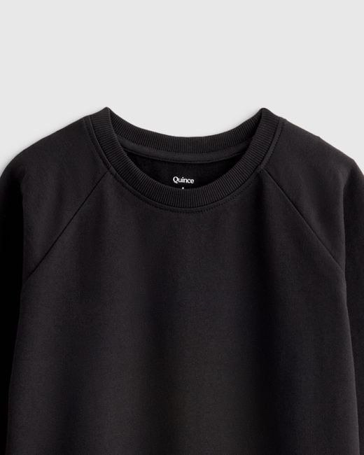 Quince Black French Terry Crew Neck Sweatshirt, Organic Cotton