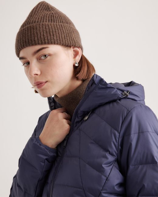 Quince Blue Lightweight Down Packable Puffer Hooded Jacket, Recycled Polyester