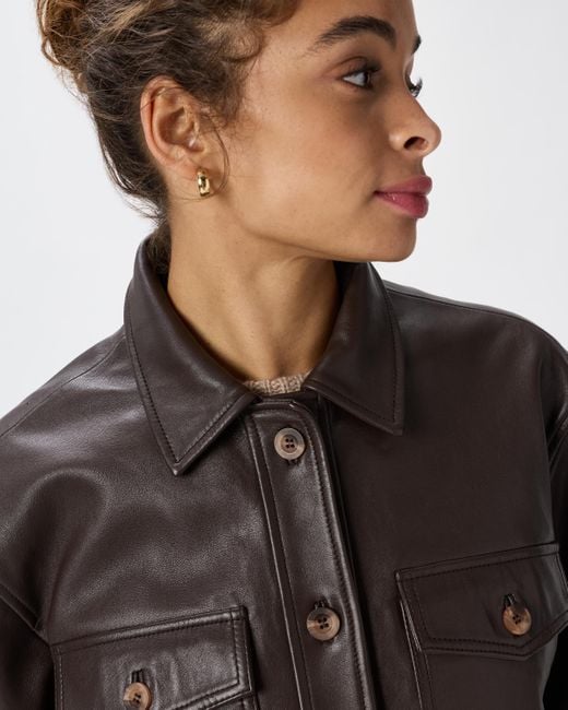 Quince Brown Cropped Jacket, Leather