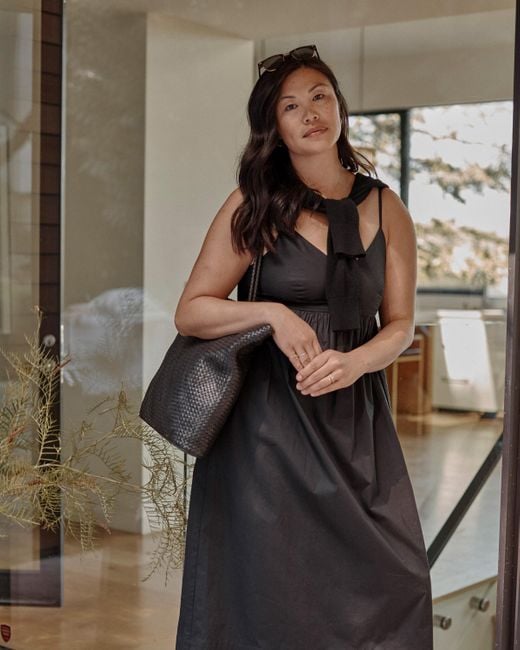 Quince Black Italian Leather Handwoven Tote