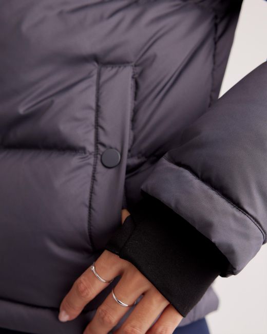 Quince Blue Responsible Down Cropped Puffer Jacket, Recycled Polyester