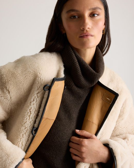 Quince Natural 100% Shearling Duffle Jacket, Leather