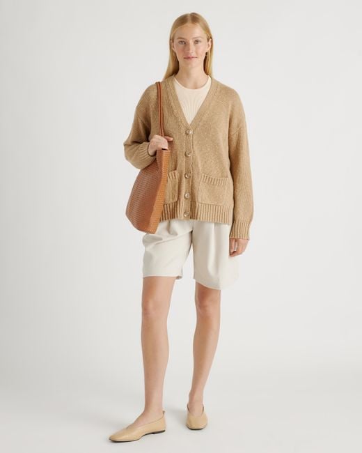 Quince Brown Italian Leather Handwoven Tote