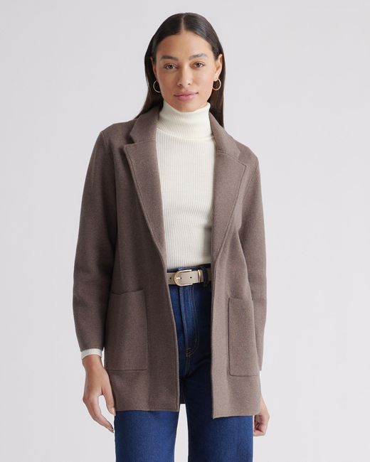 Quince Brown Knit Blazer, Organic Cotton