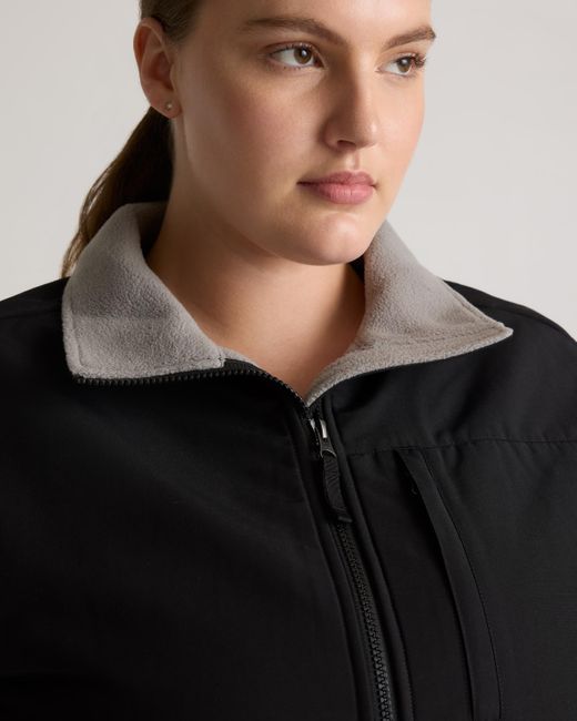 Quince Black Polar Fleece Full-Zip Jacket, Recycled Polyester