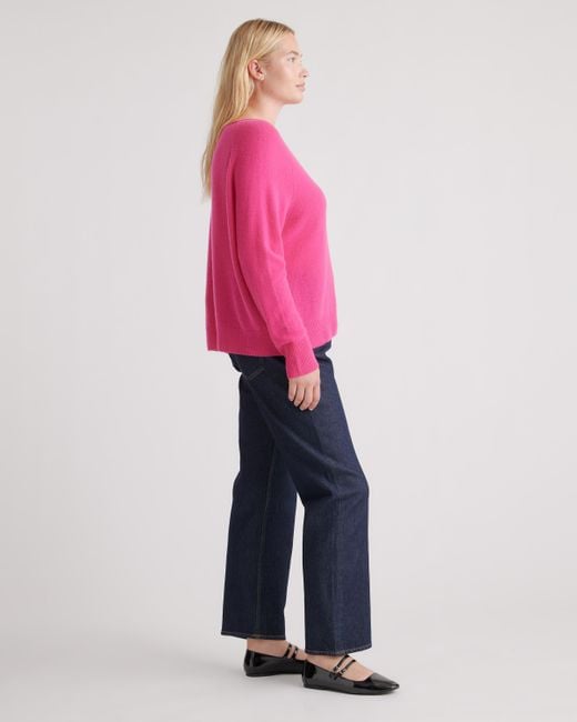 Quince Pink Mongolian Cashmere Boatneck Sweater