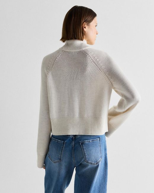 Quince Gray Australian Merino Wool Cropped Mock Neck Sweater