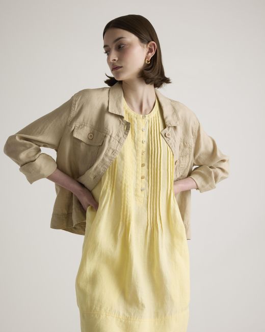 Quince Yellow 100% European Linen Sleeveless Swing Dress