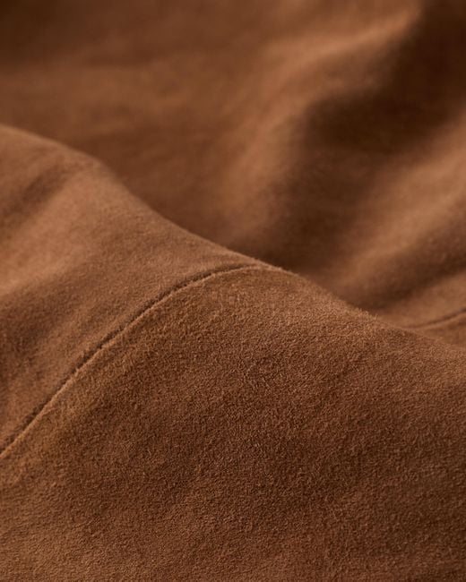 Quince Brown 100% Suede Bomber Jacket, Suede Leather for men