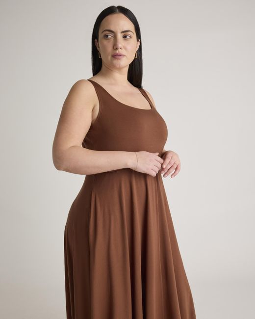 Quince Brown Tencel Jersey Fit & Flare Dress