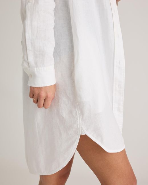 Quince White 100% European Linen Shirt Dress, Organic Linen