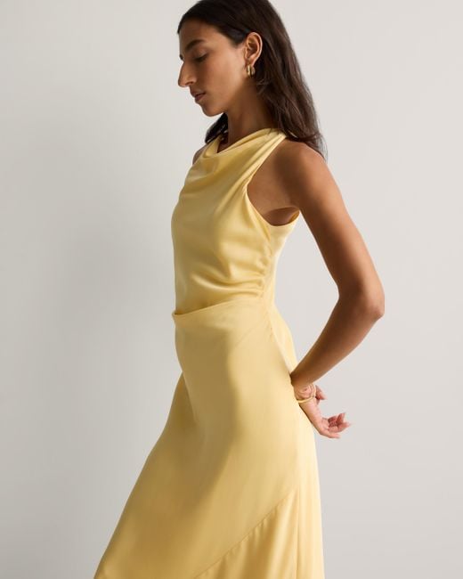 Quince Natural Washable Stretch Silk High Neck Midi Dress, Mulberry Silk