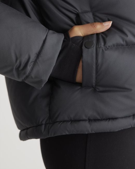 Quince Black Responsible Down Cropped Puffer Jacket, Recycled Polyester