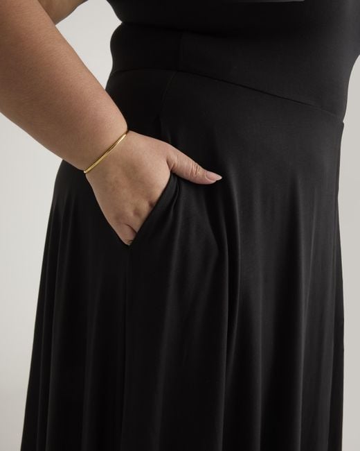 Quince Black Tencel Jersey Fit & Flare Dress