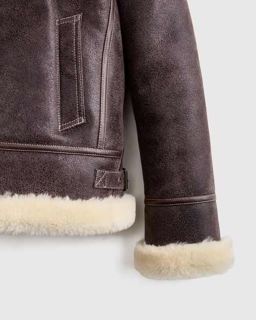 Quince Gray 100% Shearling Cold Weather Bomber Jacket, Leather
