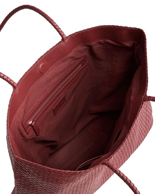 Quince Red Italian Leather Handwoven Tote
