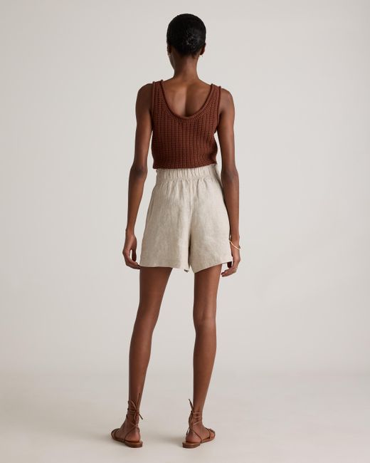 Quince Natural 100% European Linen High Waisted Shorts