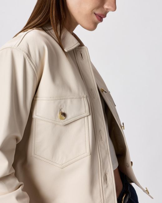 Quince Natural Cropped Jacket, Leather
