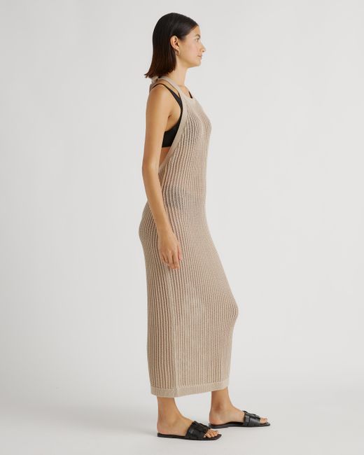 Quince Natural Open-Knit Cover-Up Maxi Dress, Organic Cotton